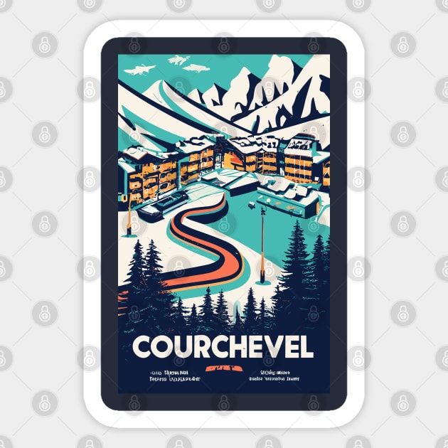 A Vintage Travel Art of Courchevel - France Sticker by goodoldvintage